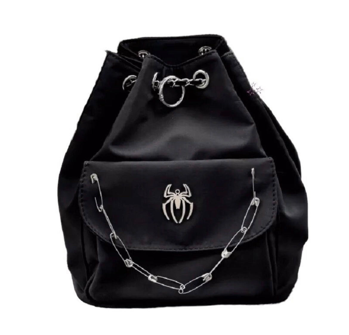 Black Spider Gothic Chain Backpack