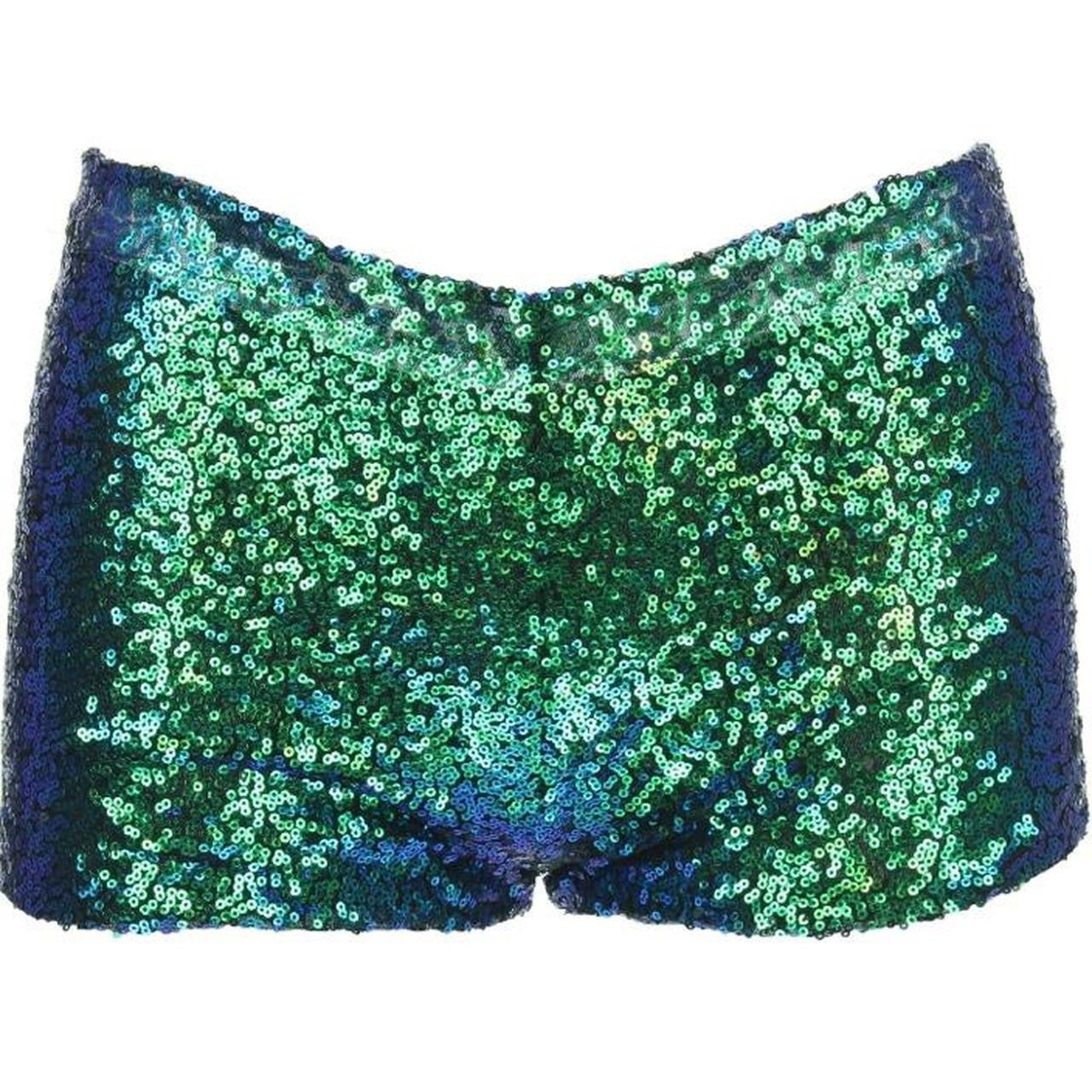 Green Sequin Festival Hot Pant Shorts