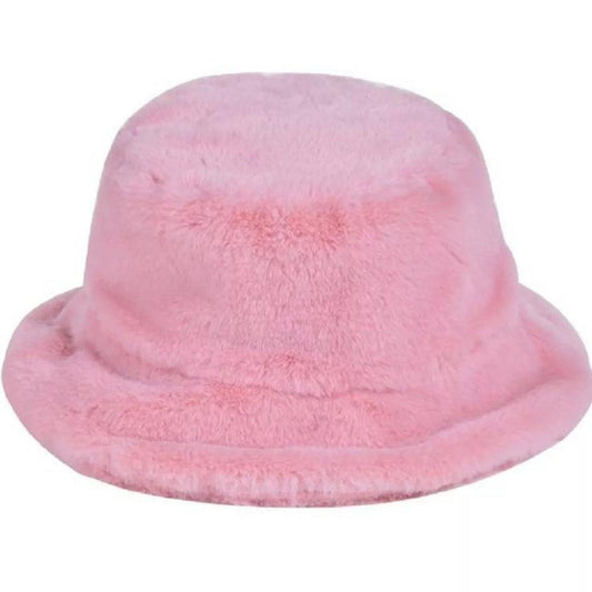 Pink Fluffy Faux Fur Bucket Hat