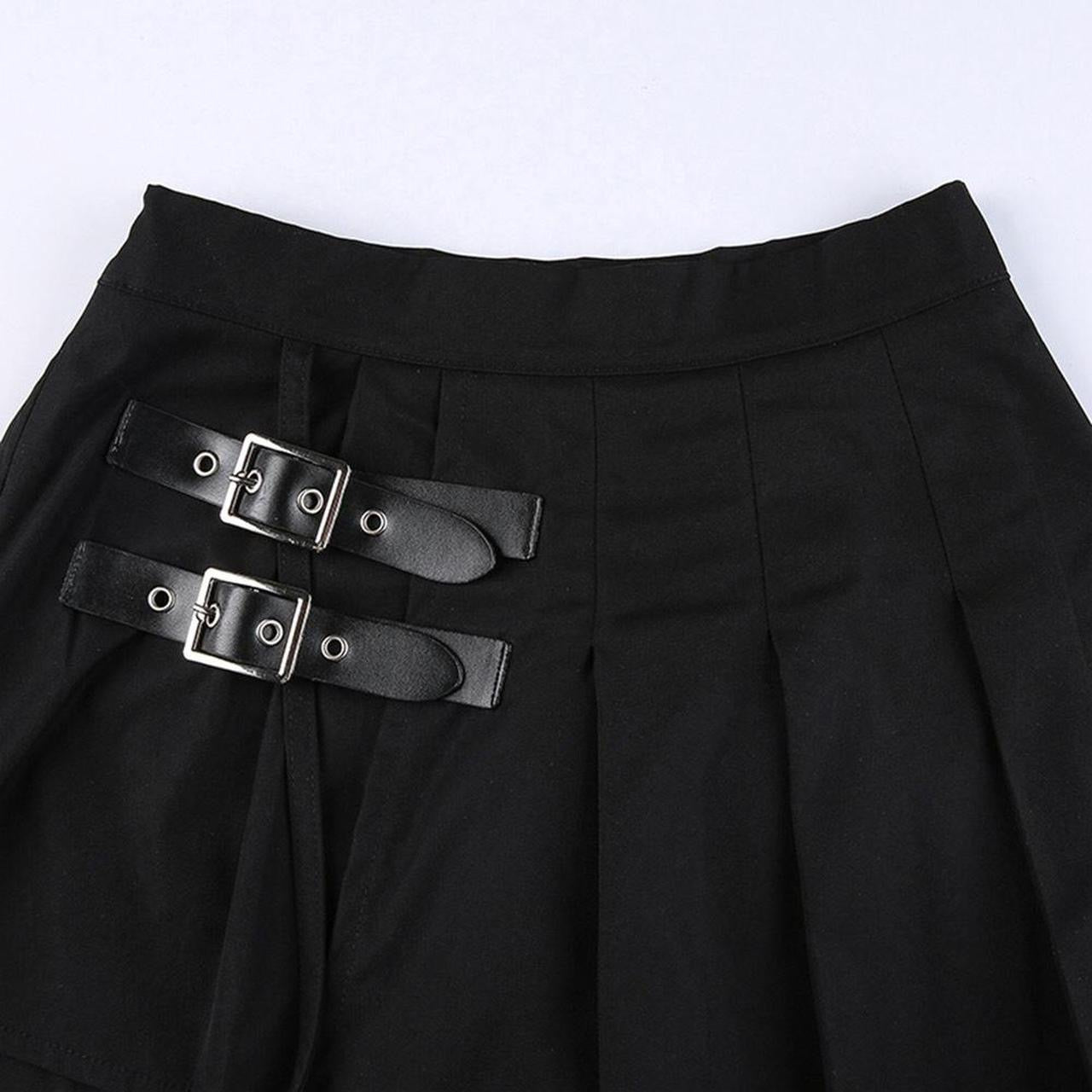 Black Cargo Buckle Leg Harness Mini Skirt