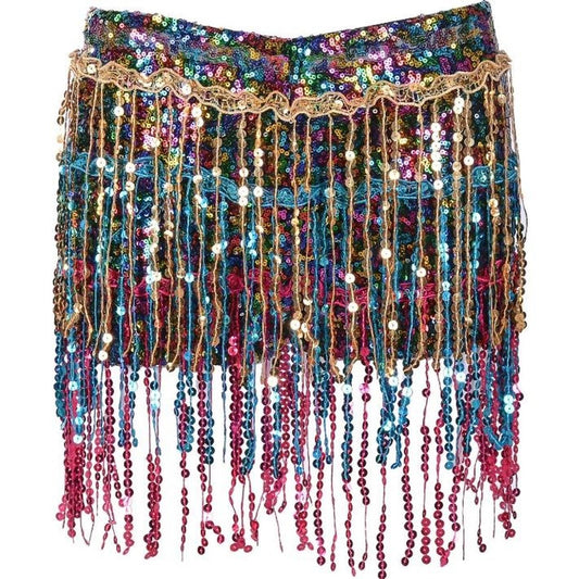 Multicoloured Sequin Tassel Party Shorts