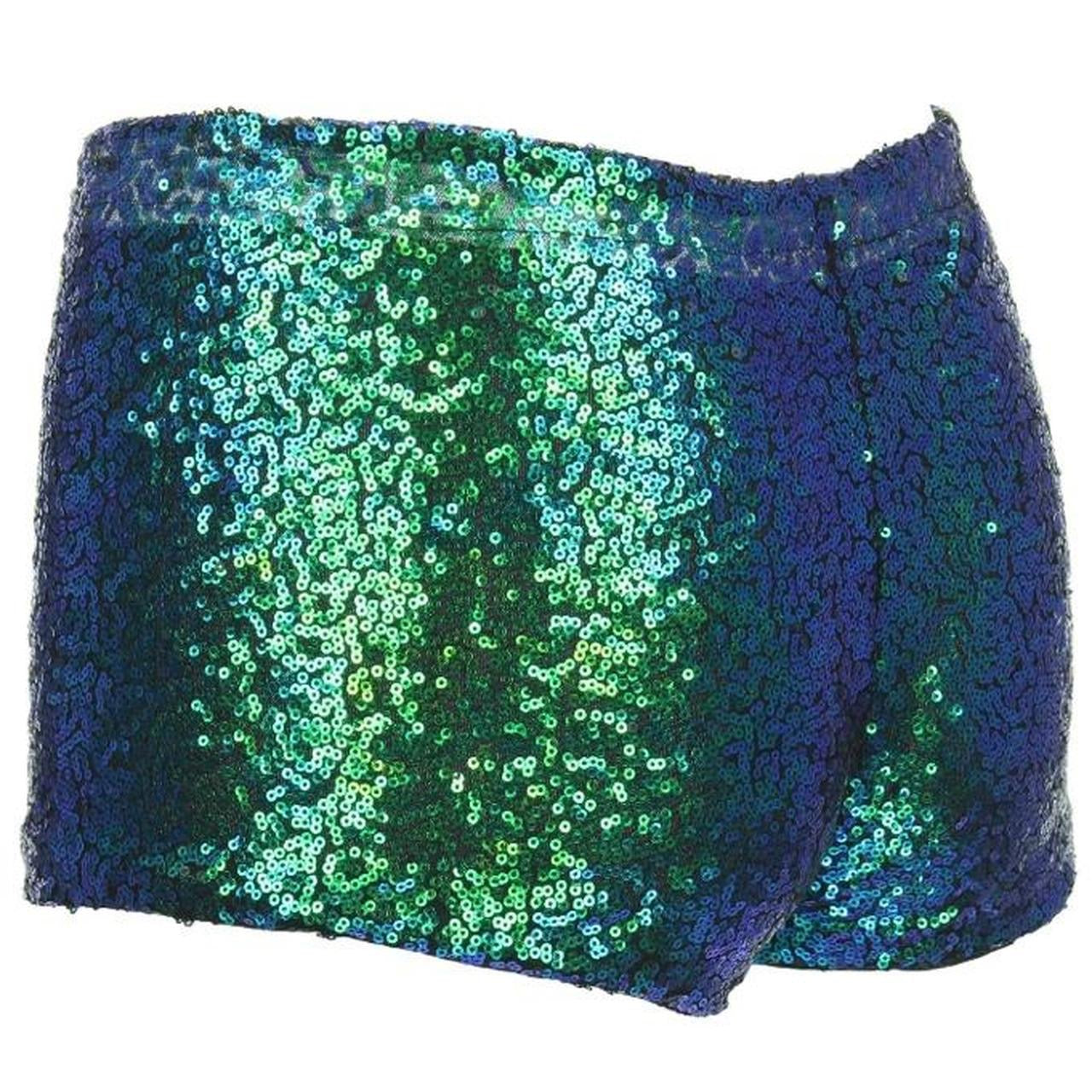 Green Sequin Festival Hot Pant Shorts
