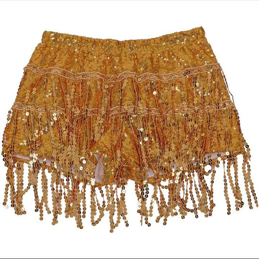 Gold Sequin Tassel Party Shorts