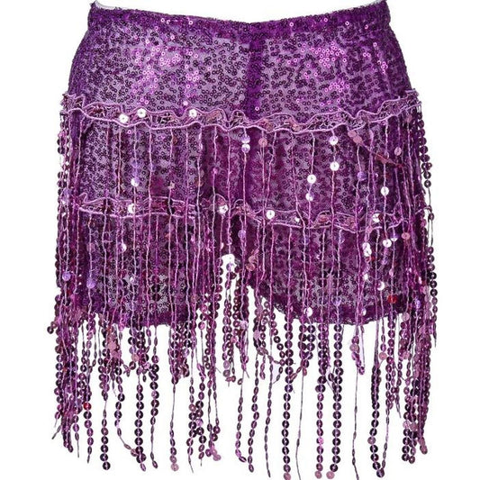 Purple Sequin Tassel Party Shorts