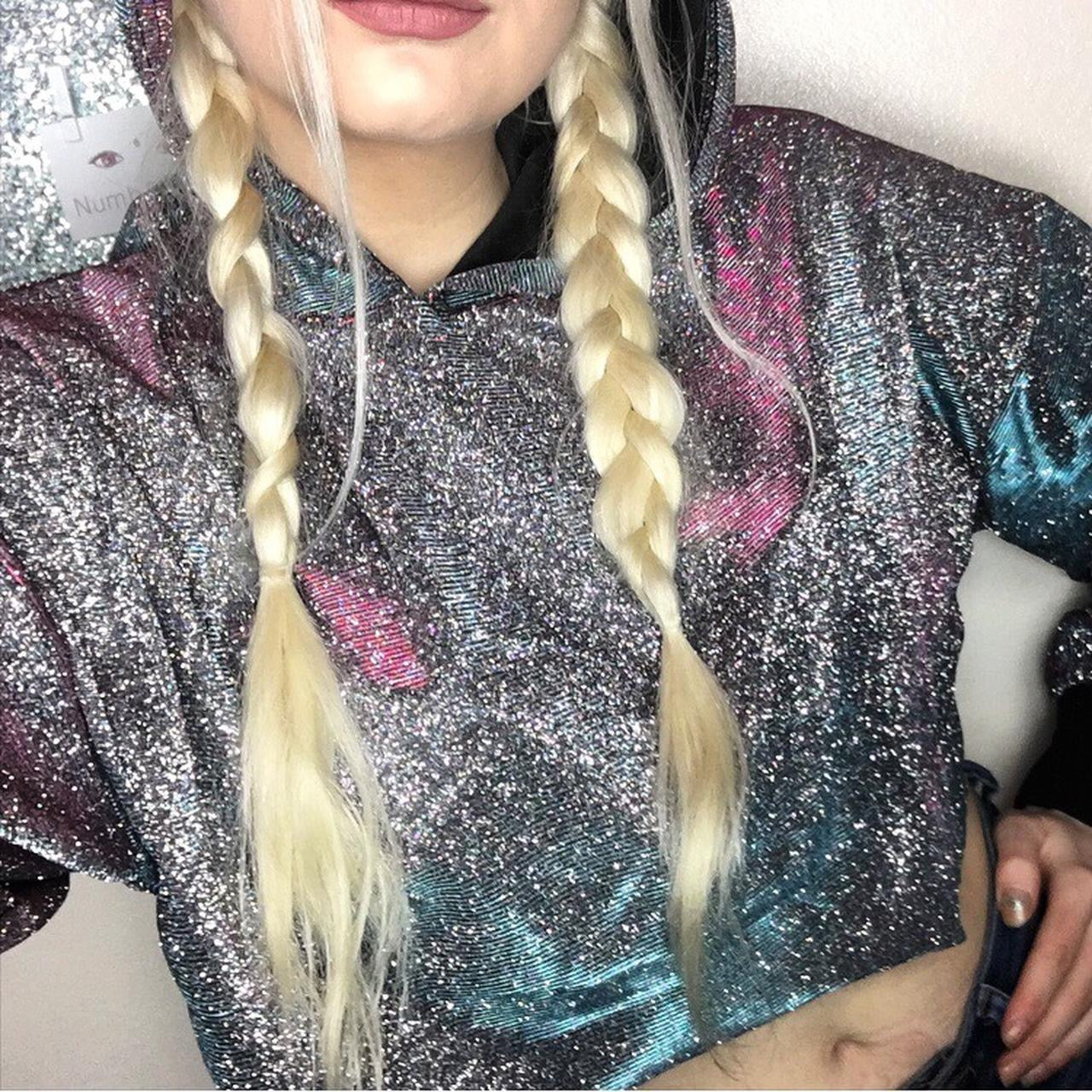 Multicoloured Glitter Cropped Hoodie Jumper