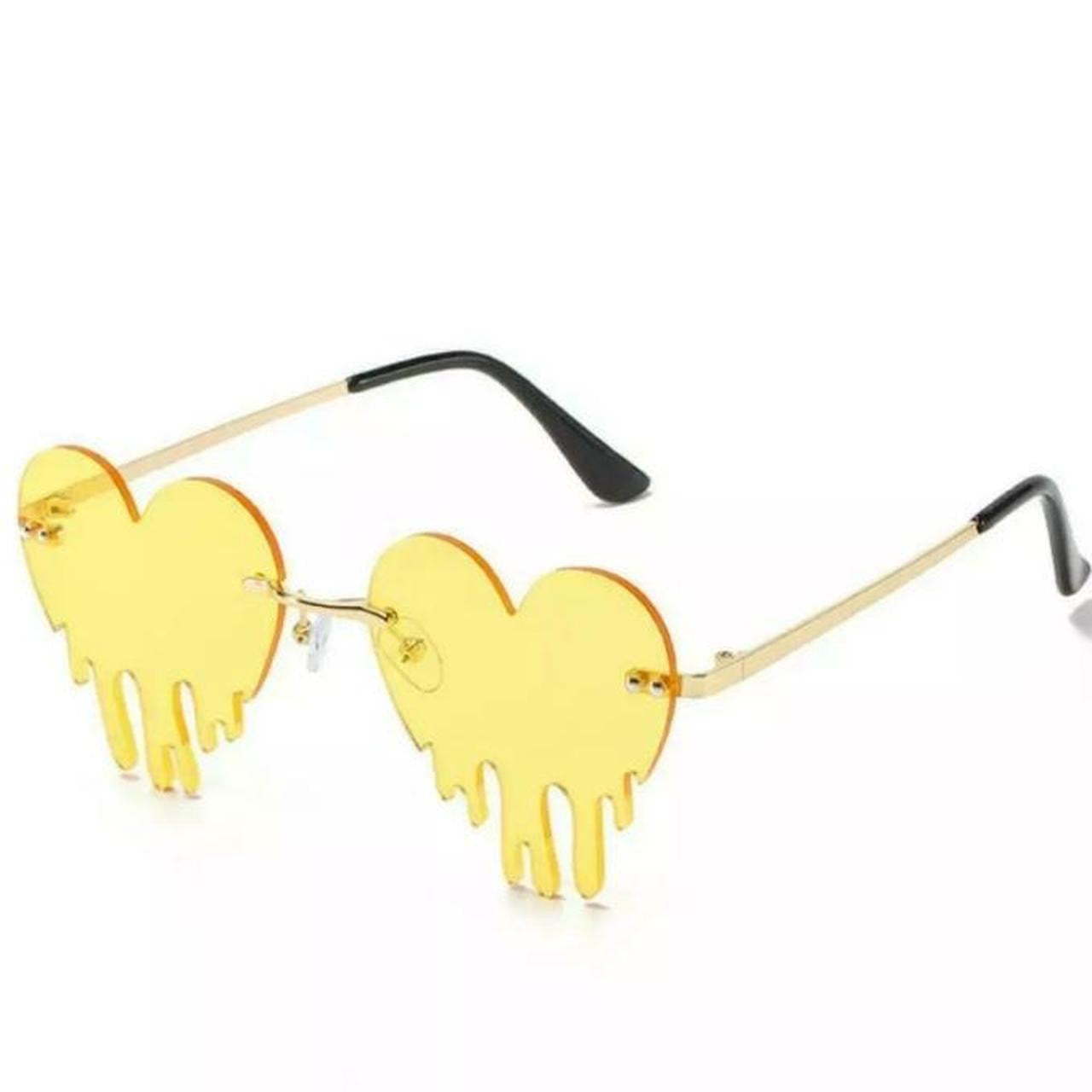 Yellow Dripping Heart Frame Sunglasses