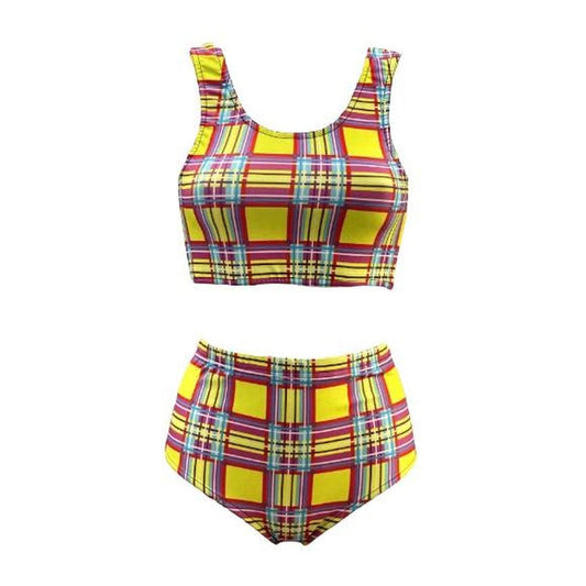 Yellow Checkered Shorts Crop Top Co-Ord Festival Set