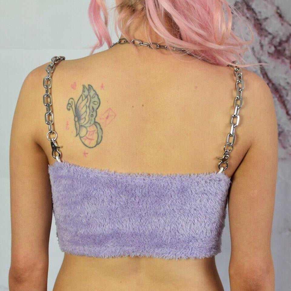 Purple Fluffy Chain Crop Top