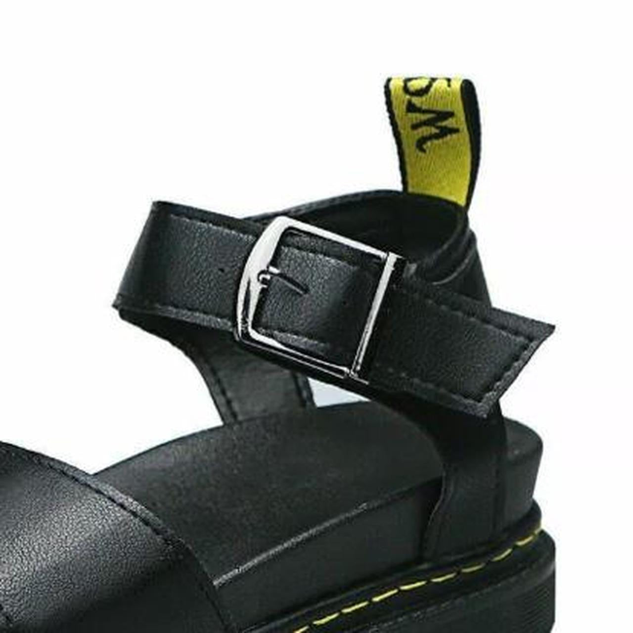 Black Faux Leather Chunky Punk Sandals