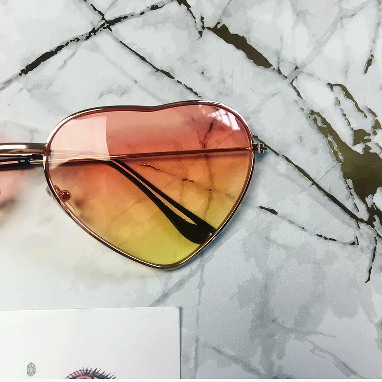 Orange Ombré Heart Shaped Sunglasses