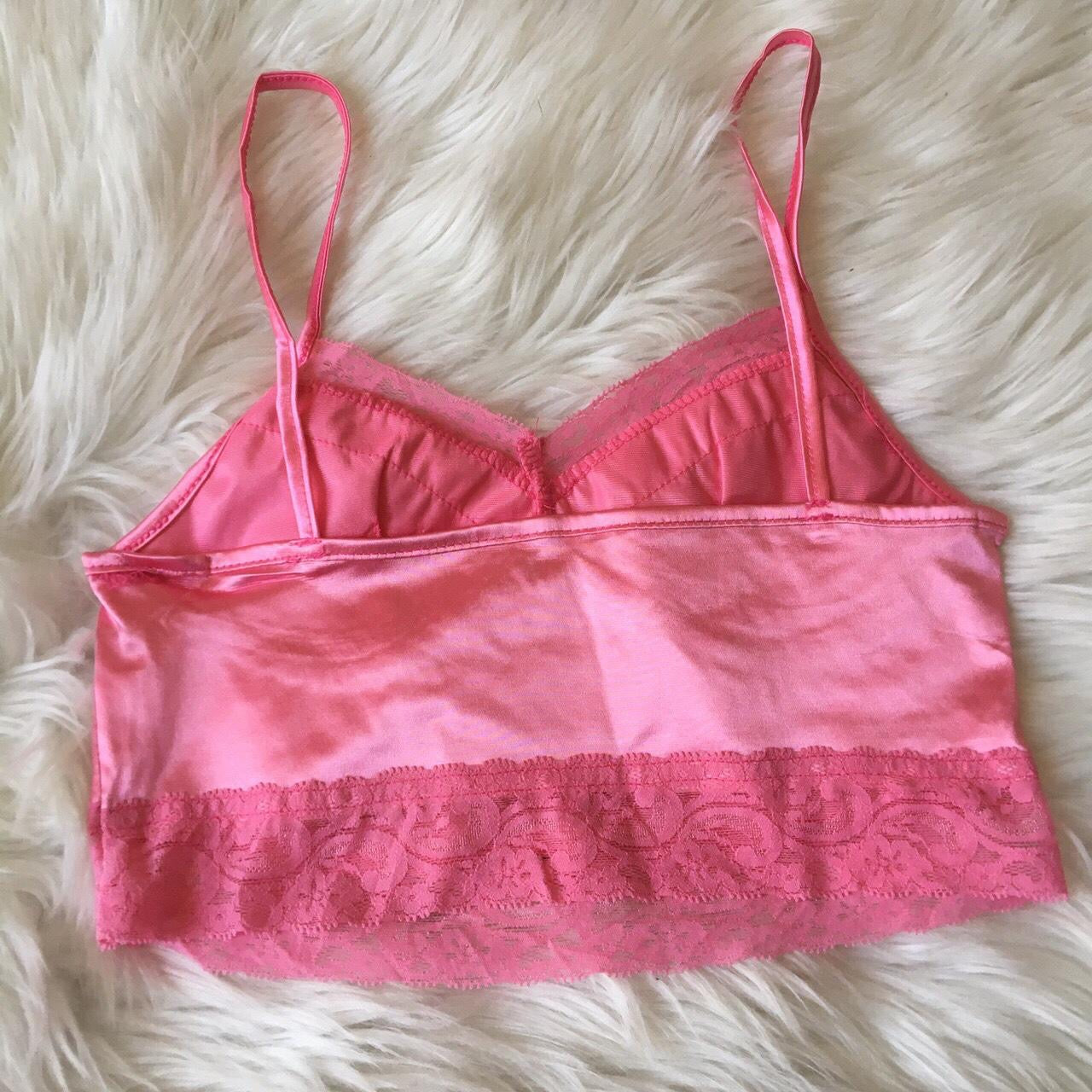 Pink Satin Lace Bralet Crop Top