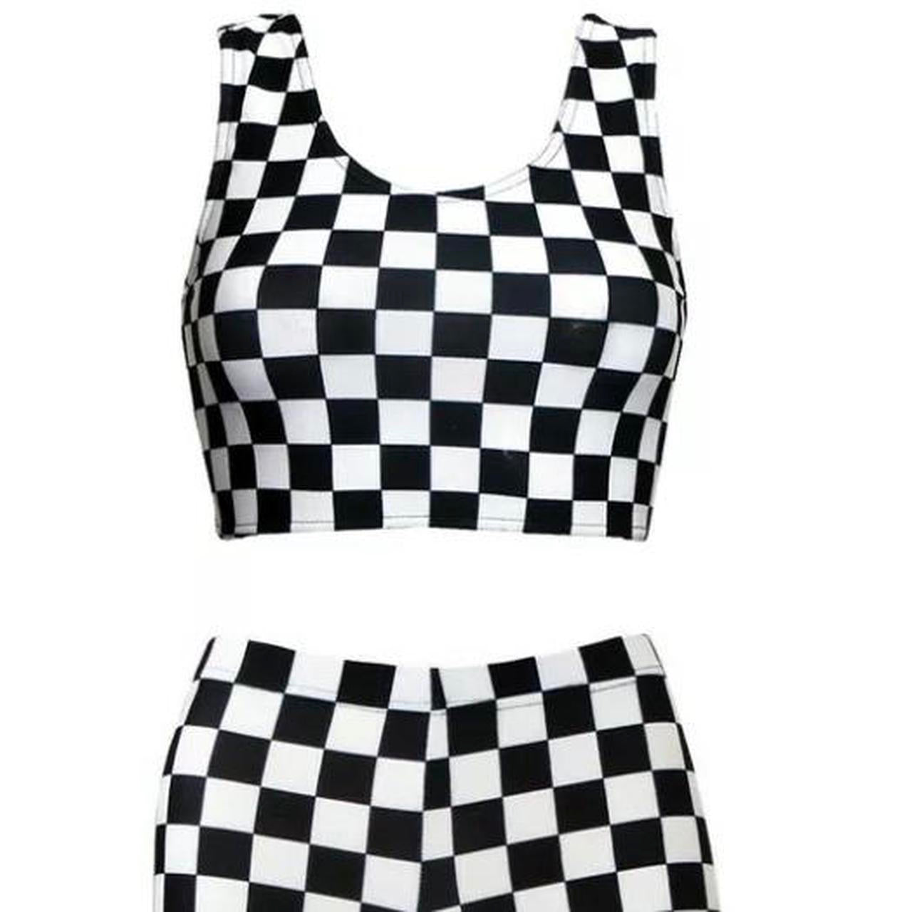 Black and White Checkerboard Shorts Crop top Co-Ord Festival Set