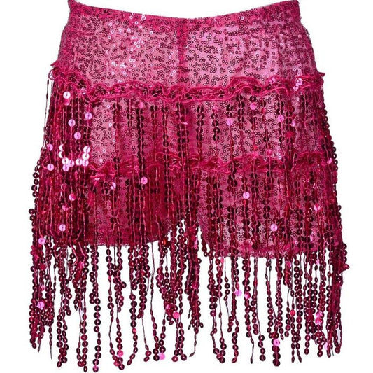 Pink Sequin Tassel Party Shorts