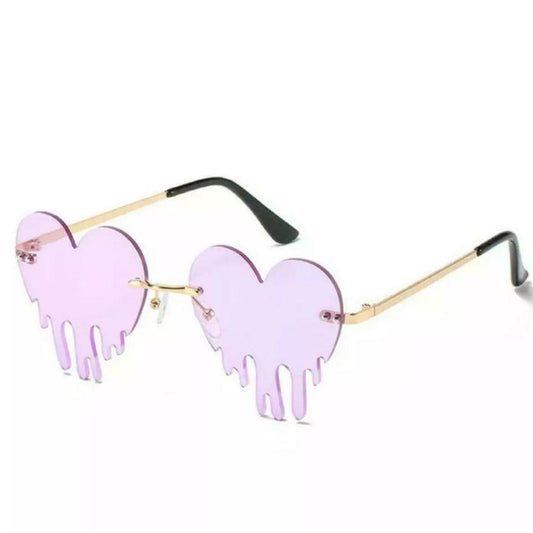 Purple Dripping Heart Frame Sunglasses