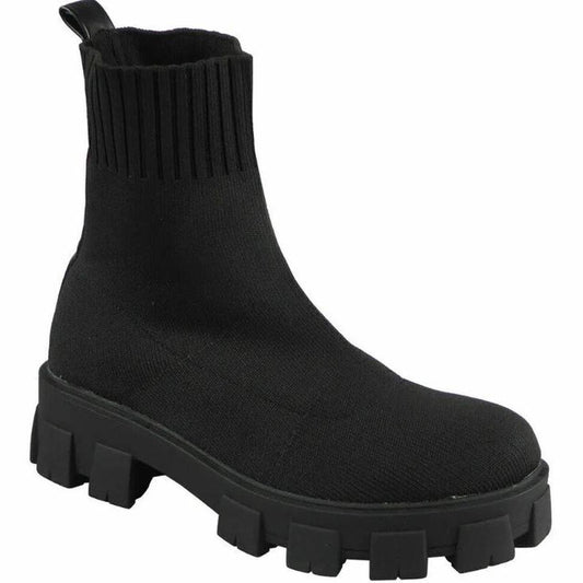 Black Chunky Ankle Sock Boots