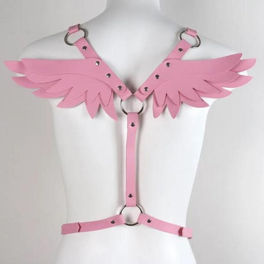 Pink Faux Leather Wing Body Harness