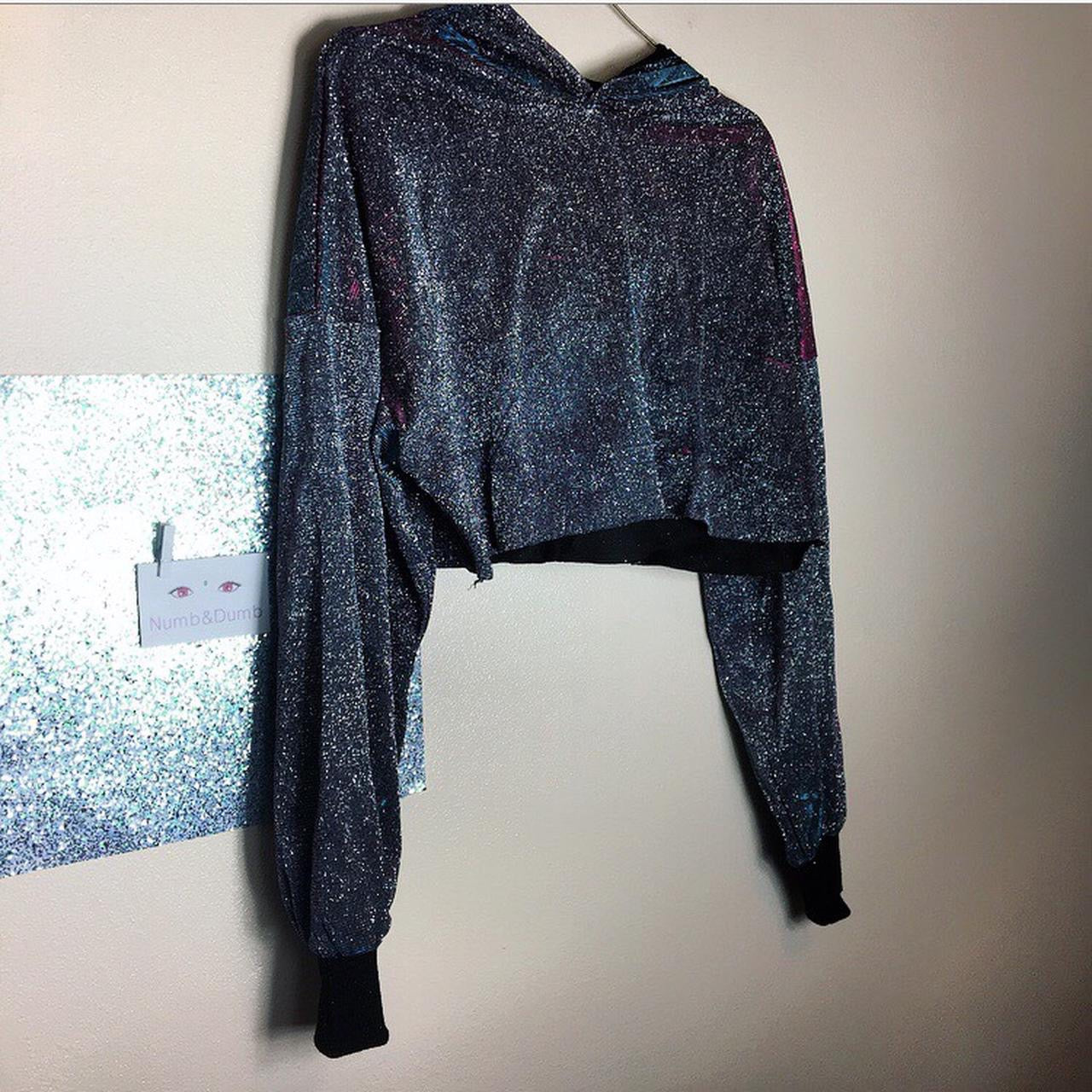 Multicoloured Glitter Cropped Hoodie Jumper