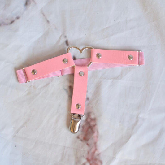 Pink Faux Leather Heart Leg Harness