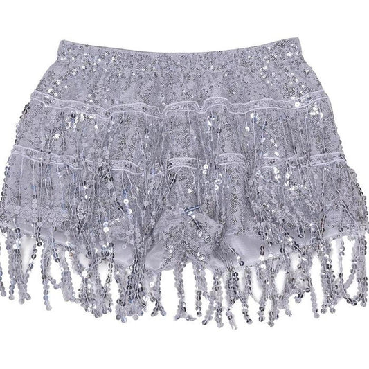 Silver Tassel Sequin Party Shorts