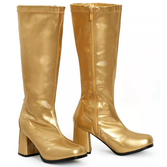 Gold Metallic Faux Leather Go Go Knee High Boots