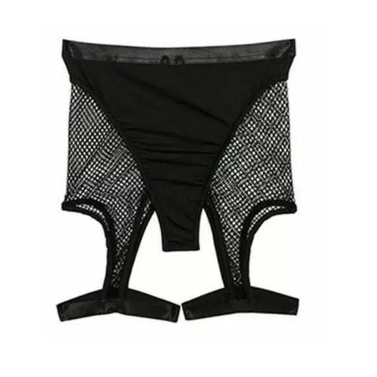 Black Fishnet Garter Cycling Shorts
