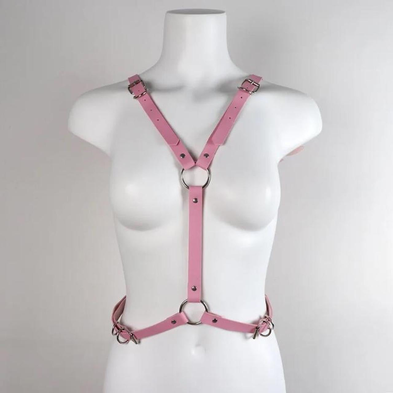 Pink Faux Leather Wing Body Harness
