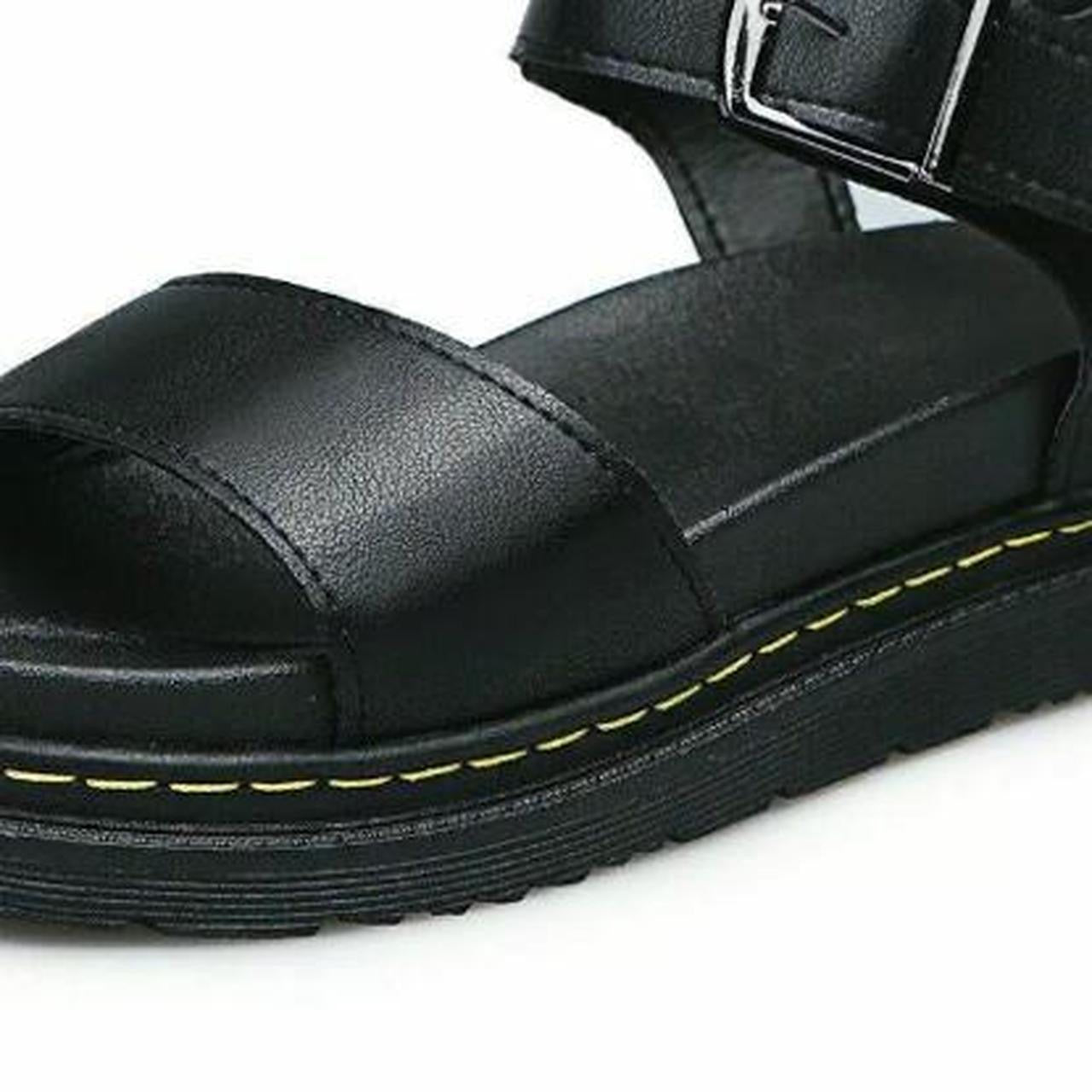 Black Faux Leather Chunky Punk Sandals