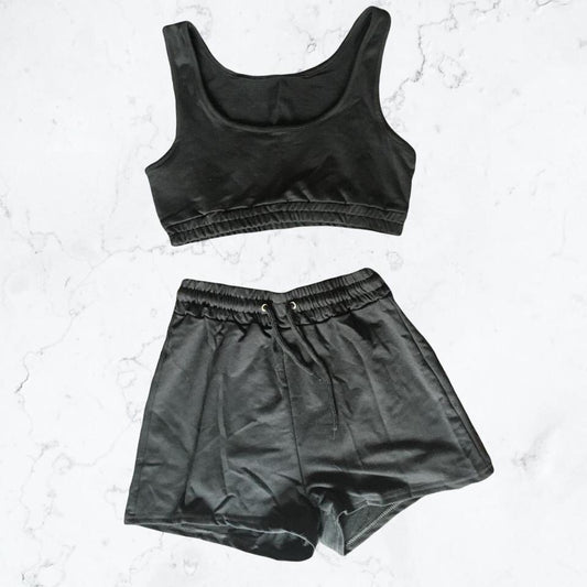 Black 2 Piece Casual Loungewear Active Set