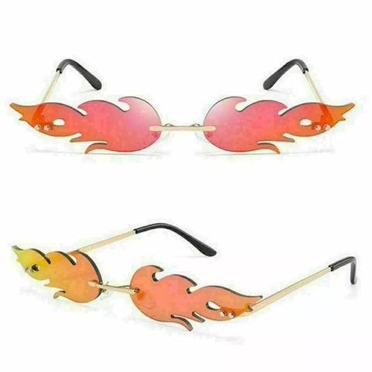 Red Small Frame Flame Lens Sunglasses