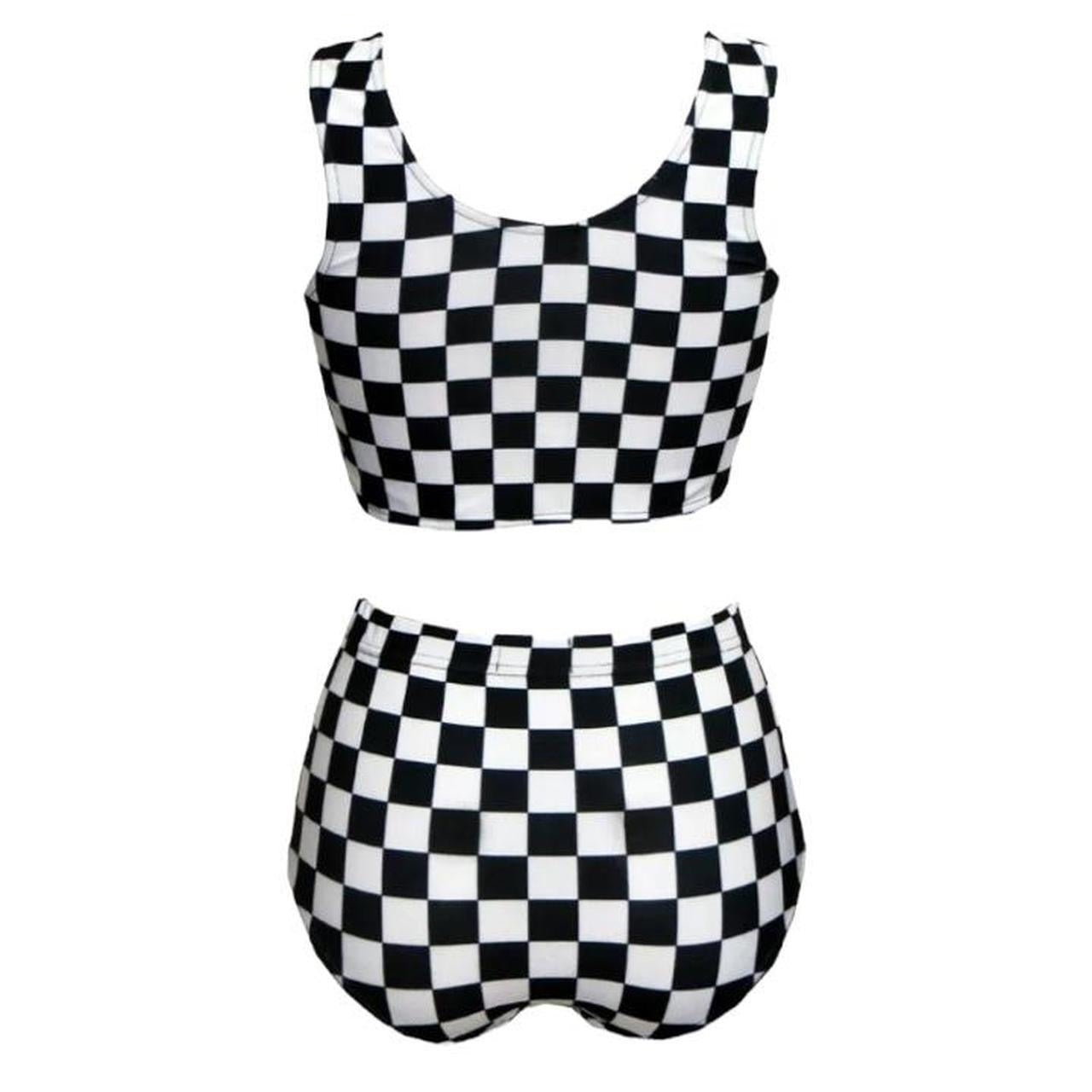 Black and White Checkerboard Shorts Crop Top Co-Ord Festival Set