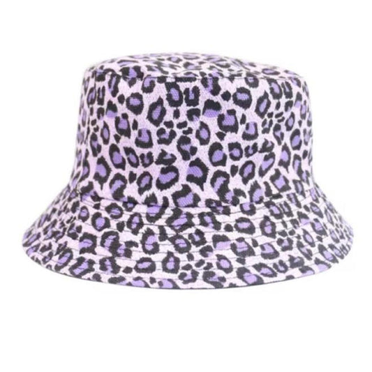 Purple Leopard Print Bucket Hat
