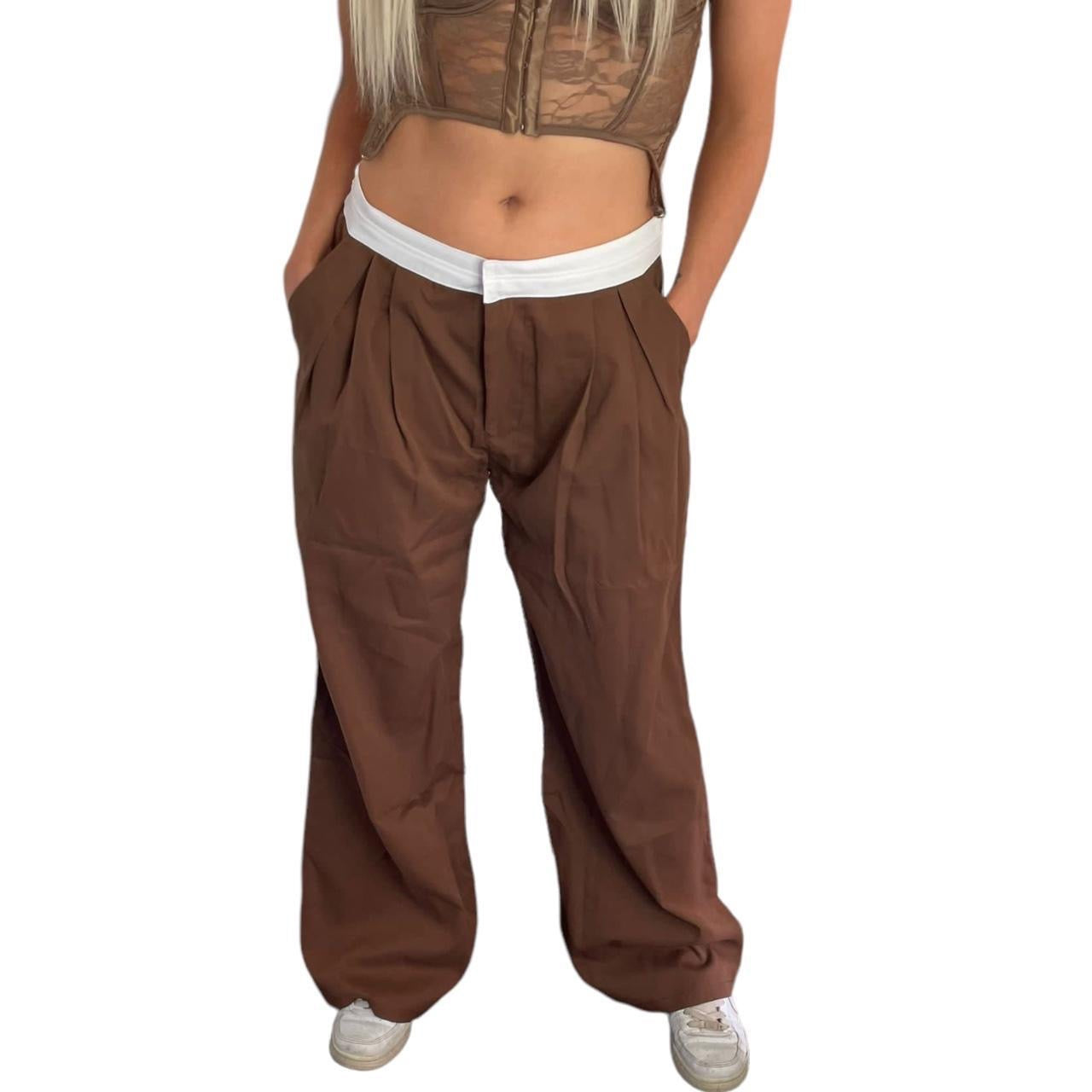 Brown Baggy Casual Chino Trousers