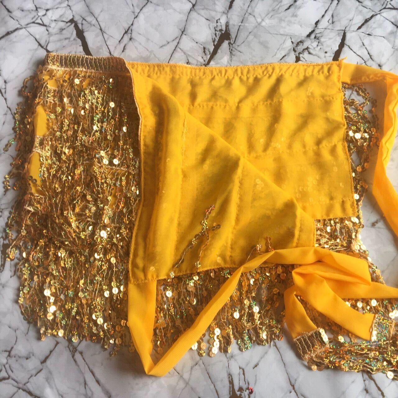 Gold Sequin Tassel Mini Wrap Skirt