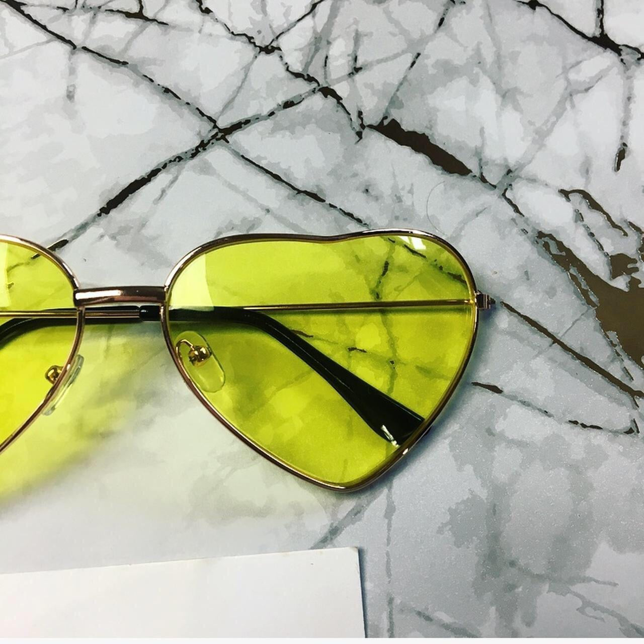 Yellow Heart Shaped Sunglasses