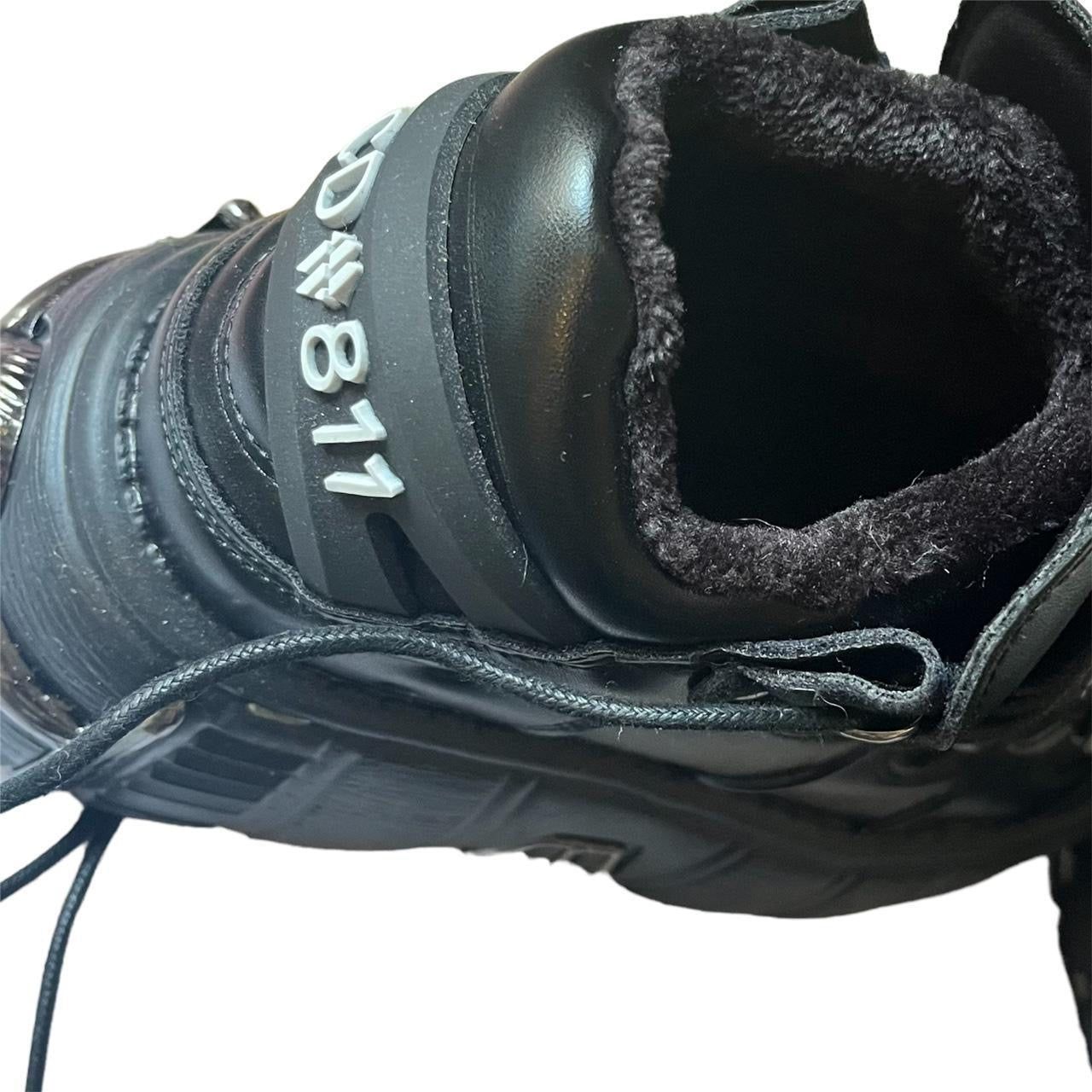 Black Faux Leather Punk Chunky Platform Boot Trainers