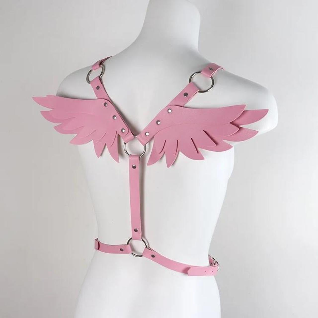 Pink Faux Leather Wing Body Harness