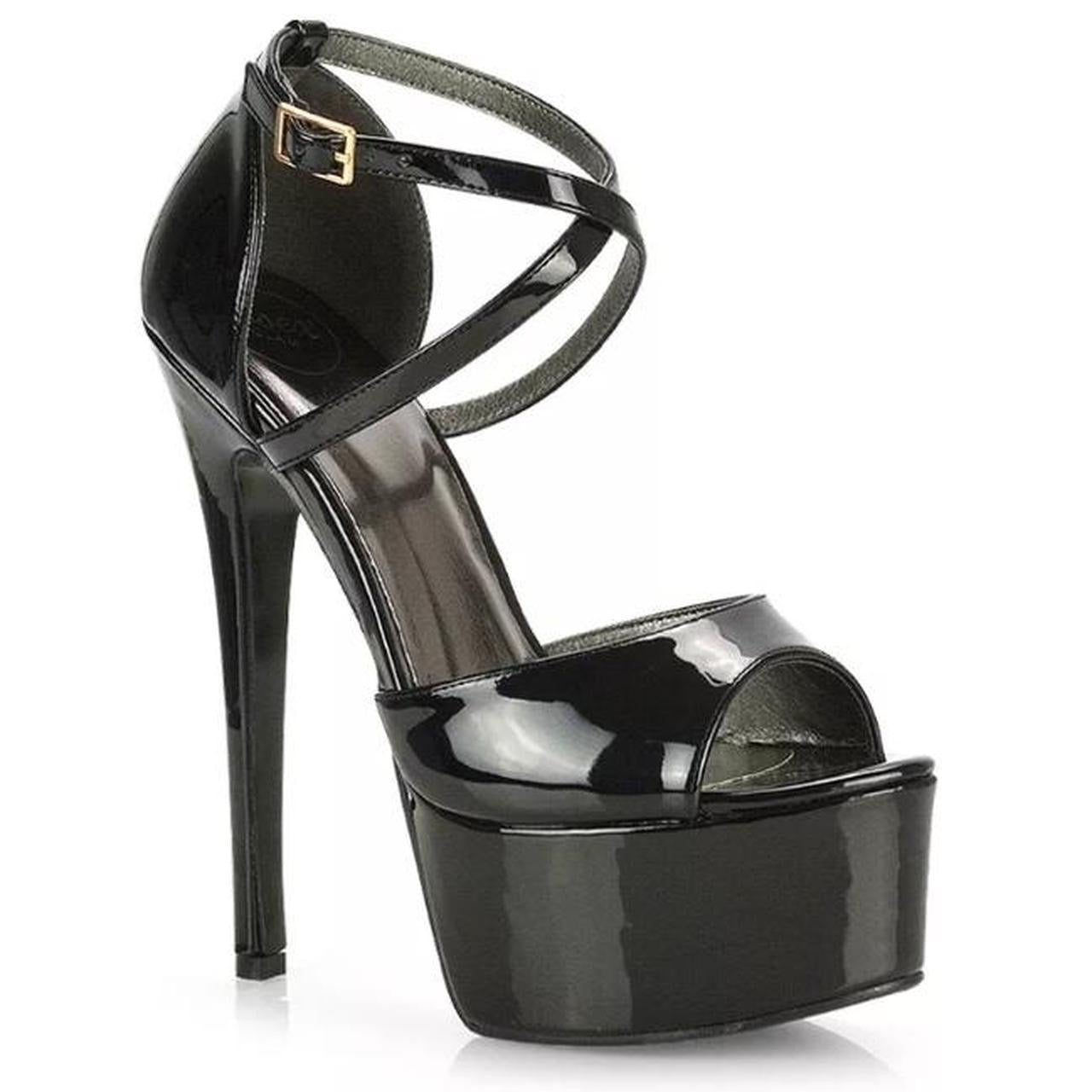 Black Faux Leather Platform Stiletto Heels