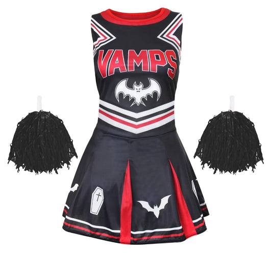 Black Vampire Cheerleader Halloween Costume Set