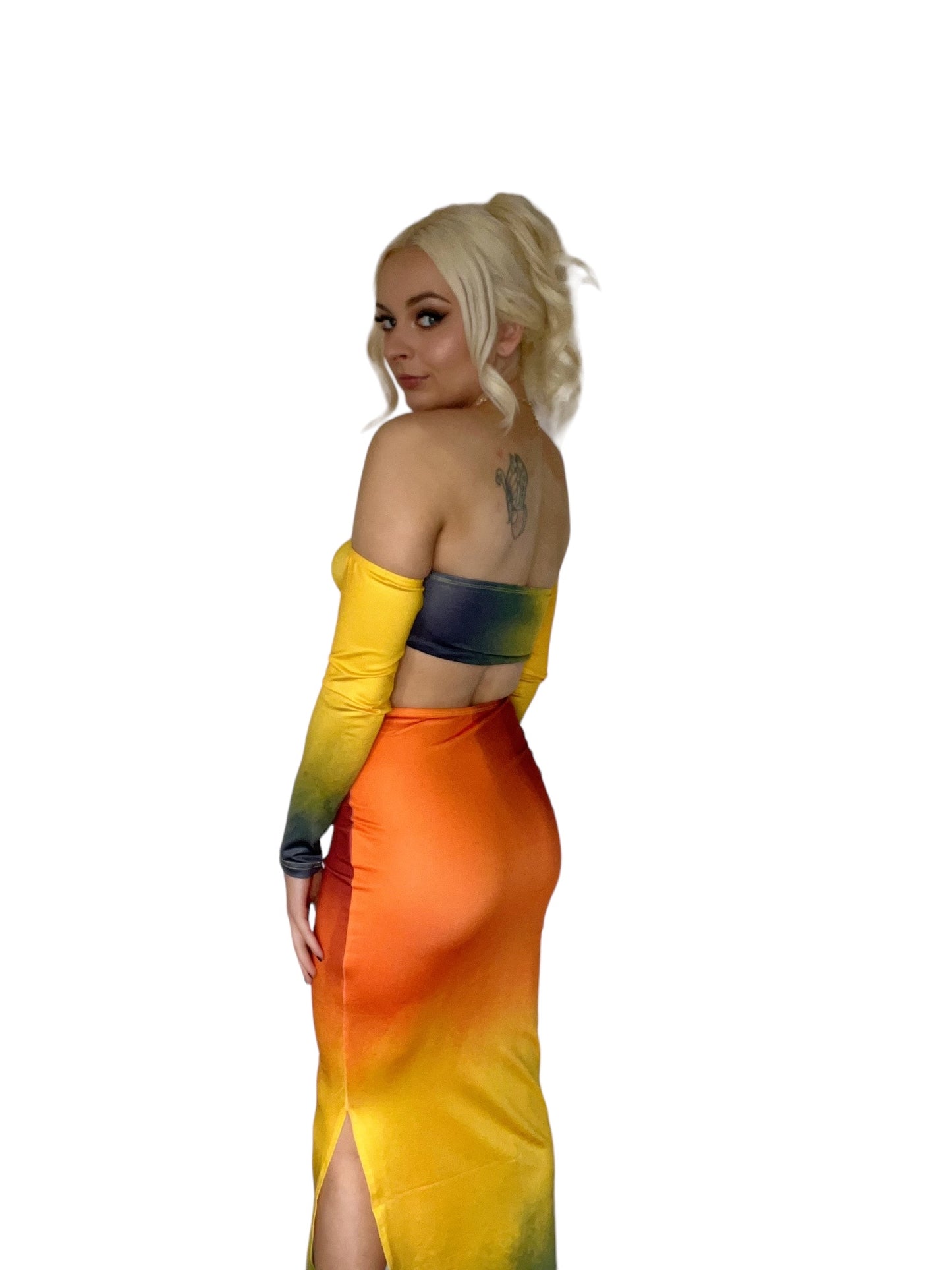 Sunset Ombré 2 Piece Co-Ord Maxi Set Orange