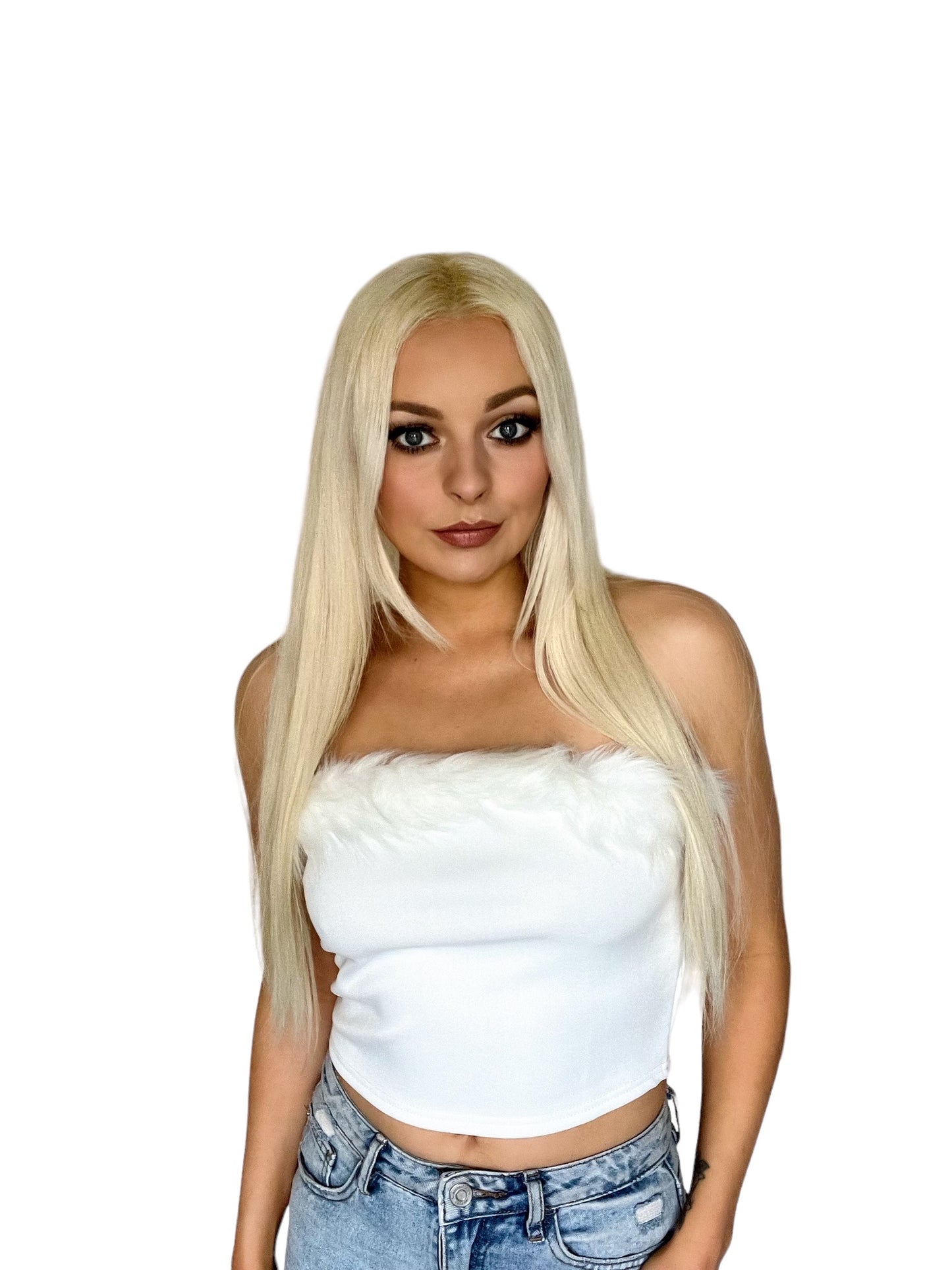 White Fluffy Y2k Clueless Bandeau Corset Top