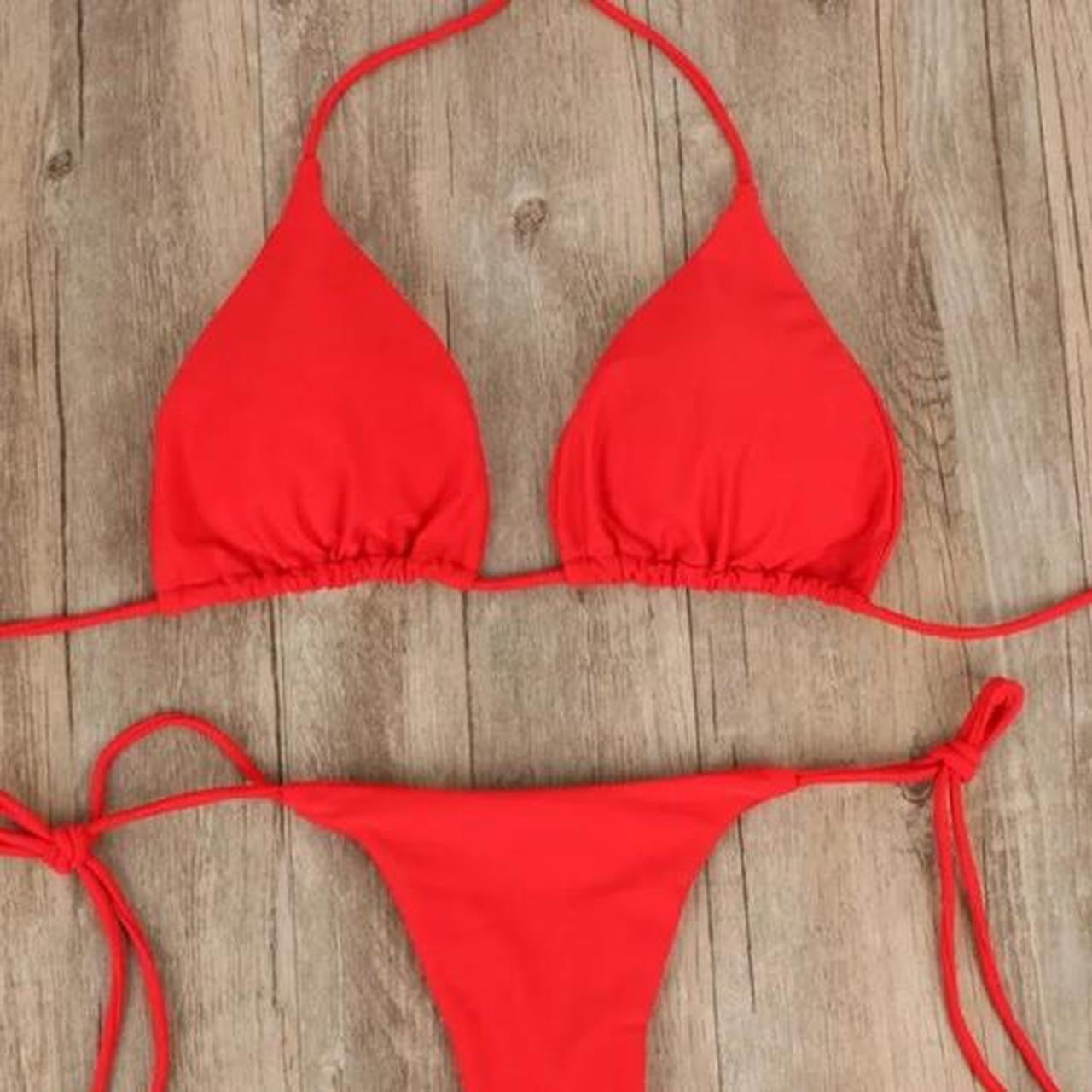 Red Basic 2 Piece Bikini Set Essentials