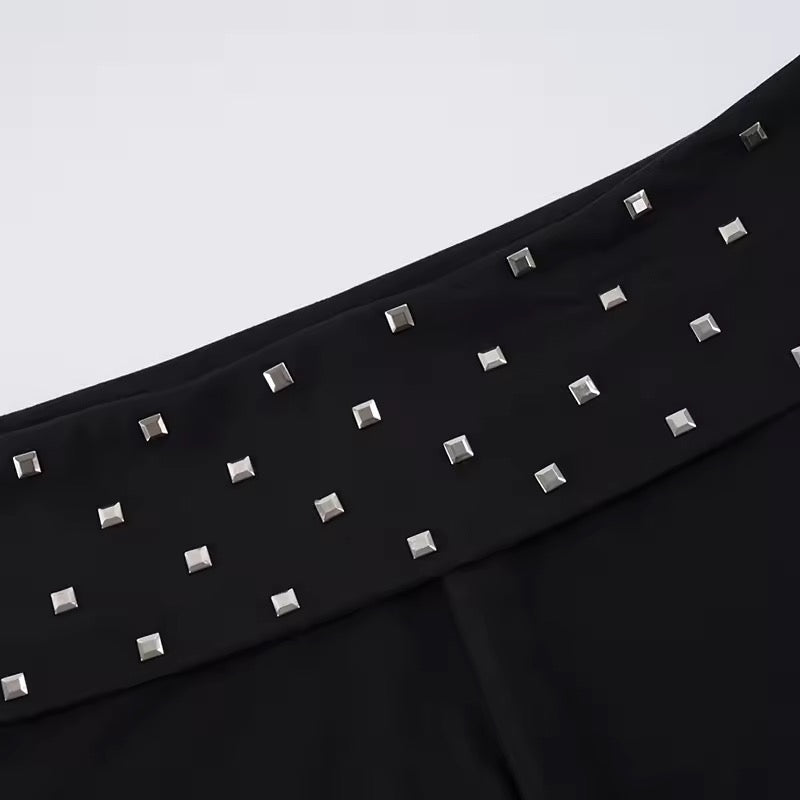 Black Y2K Gothic Studded Summer Yoga Booty Shorts