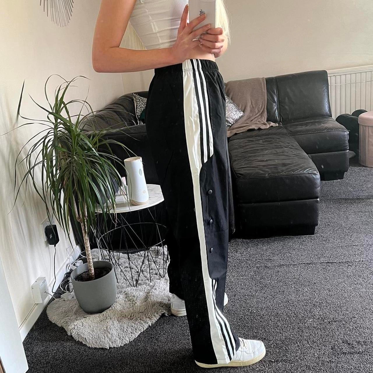 Black High Waisted Stripe Popper Casual Trousers