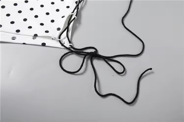White Polka Dot Halterneck Lace Up Retro Pin Up Playsuit