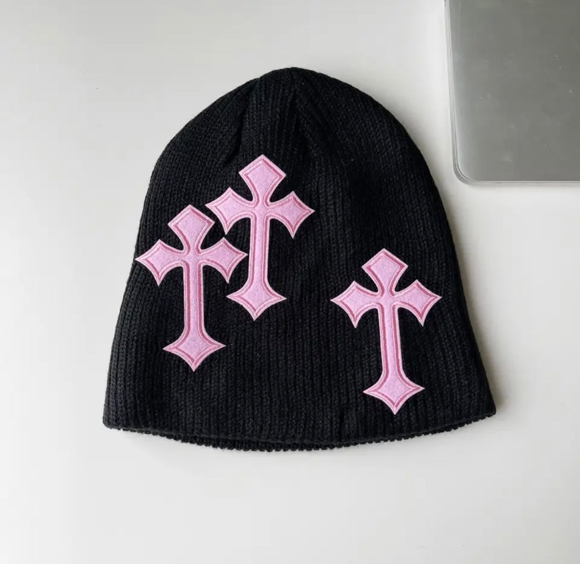 Gothic Cross Patch Beanie Alt Hat