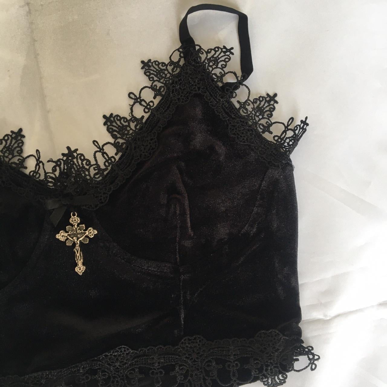 Black Velvet Gothic Unholy Crop Top