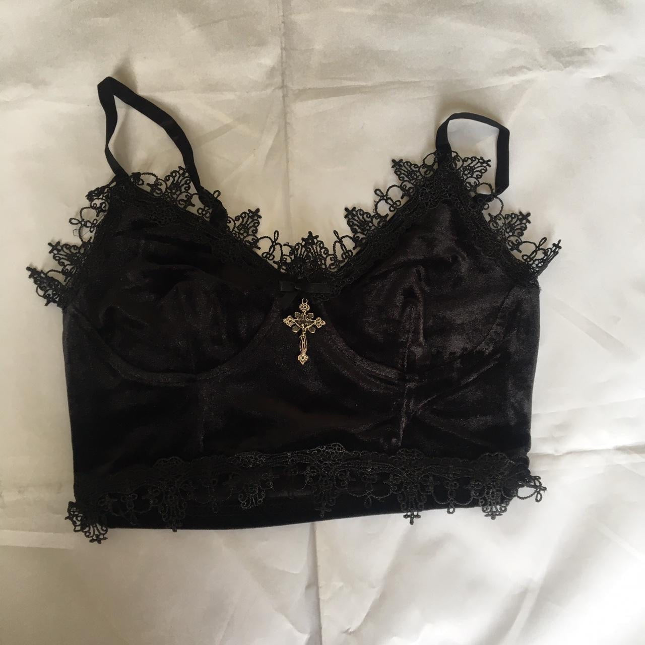 Black Velvet Gothic Unholy Crop Top