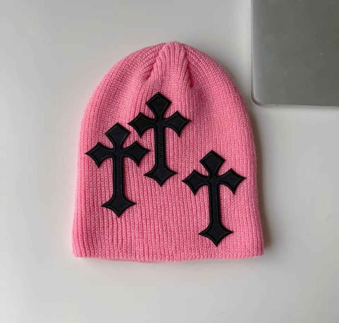 Gothic Cross Patch Beanie Alt Hat