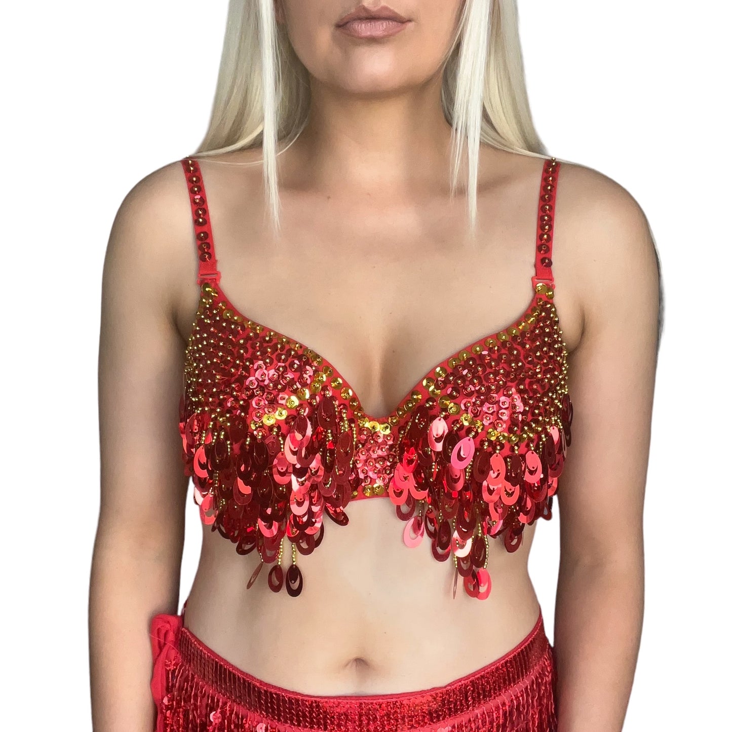 Red Devil 3 Piece Sequin Tassel Halloween Costume Set