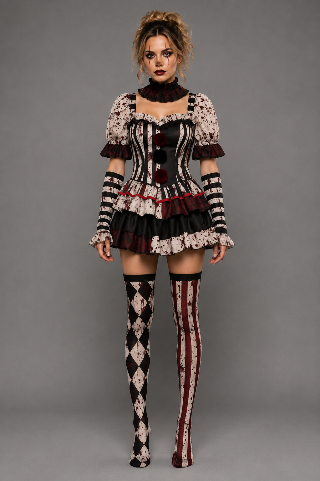 Clown Horror Blood Splattered Halloween Cosplay Costume Set